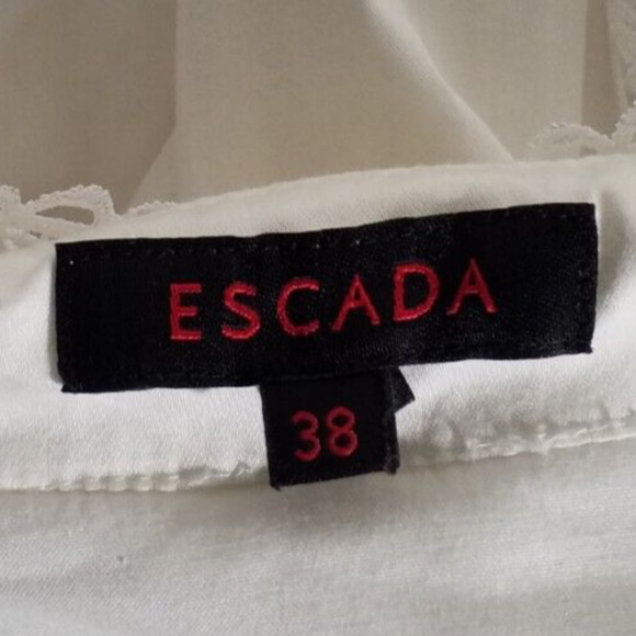 Escada White Lace Button Front Collared Long Sleeve Top Size 38 / 4 - Picture 6 of 8